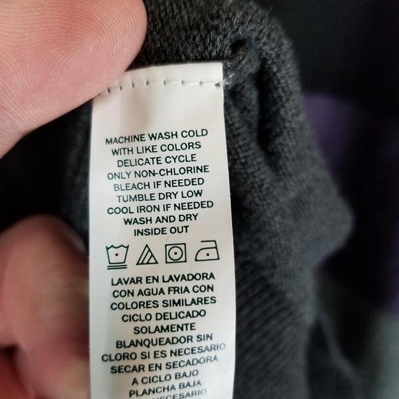 Perry Ellis Mens Sweater XL‎ Gray Black Purple Striped Long Sleeve Cotton Blend - Picture 10 of 11